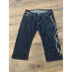 Coogi Jeans Women’s Sz 22 Relaxed Straight Baggy Pants Streetwear Gold Embellish